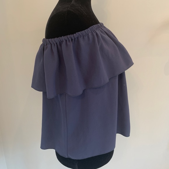 Navy Blue Off the Shoulder Blouse - Picture 2 of 2